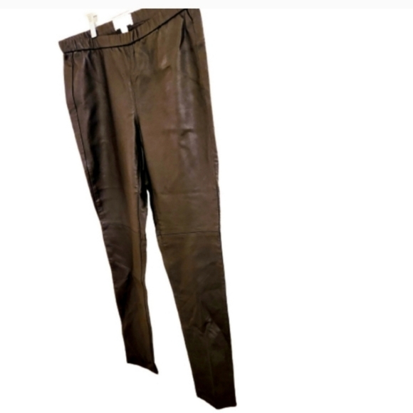 EUC! Michael Kors Black Faux Leather Pants w/ Elastic waist band size 10. - Picture 3 of 6